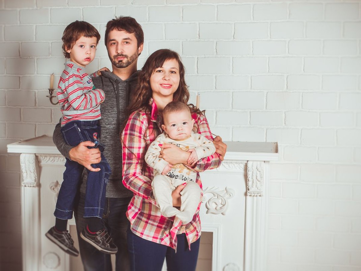 Family together at home
